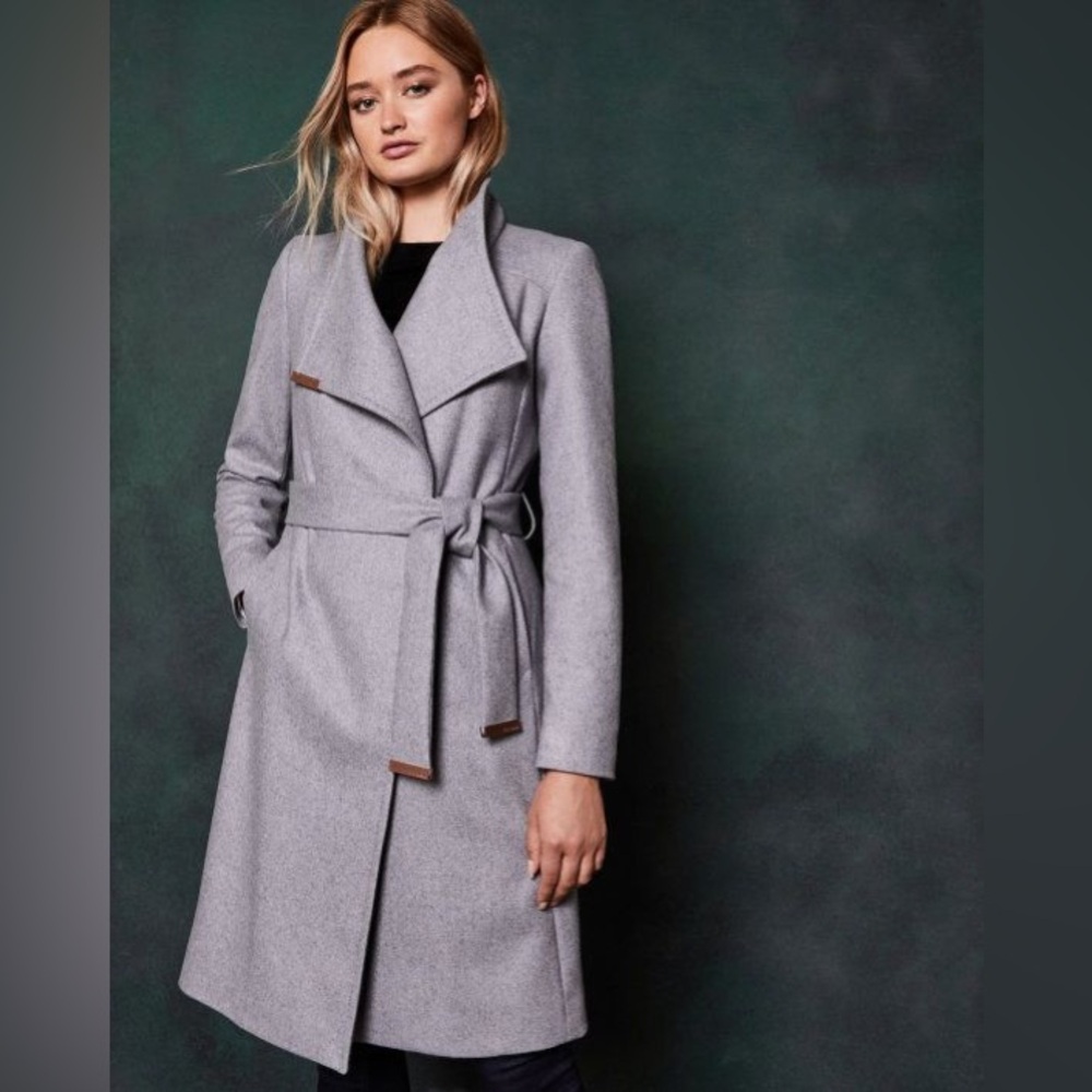 Ted Baker Sandra Wrap wrap wool coat Ted 2, size 6 gray